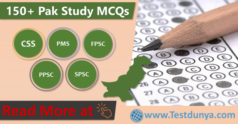 Pak Study MCQs for NTS,FPSC, PPSC, CSS, PMS Test Preparation. List of Most Important MCQs from Pak Study for the preparation of Competitive Exams. Get PDF for Free.