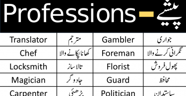 Professions Vocabulary in English with Urdu Meanings