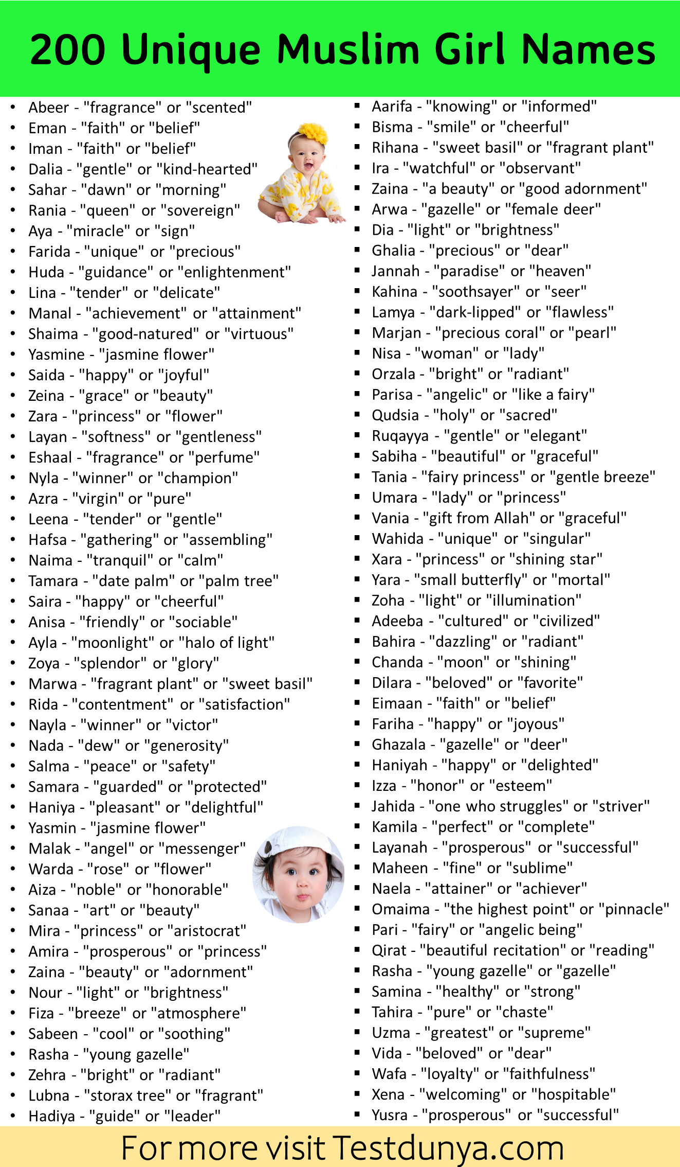 200 Unique Muslim Girl Names
