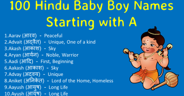 100 Hindu Baby Boy Names Starting with A