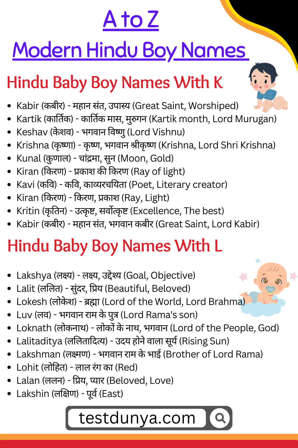 Modern Hindu baby boy names