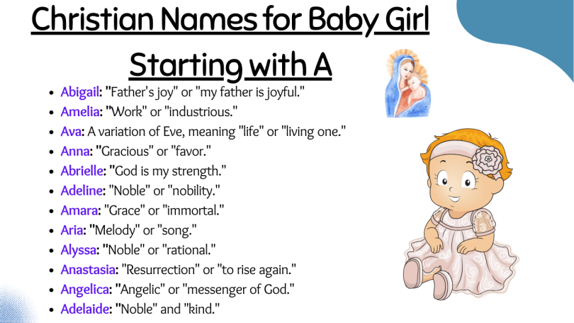 Christian Names for Baby Girl Starting with A